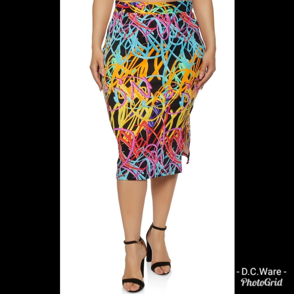 Plus size Side-slit Pencil Skirt